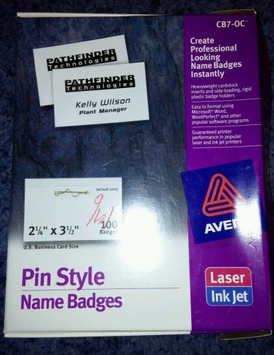 Avery Pin Style Sid-Loading Name Badges  2.25 x 3.5 Inches  Box of 100