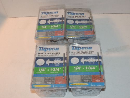 Tapcon white concrete anchors 1/4&#034;  x 1 3/4 &#034; white maxi set, 4 packages 300taps for sale