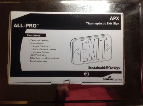 Cooper lighting apx7r thermoplastic exit sign *new** for sale