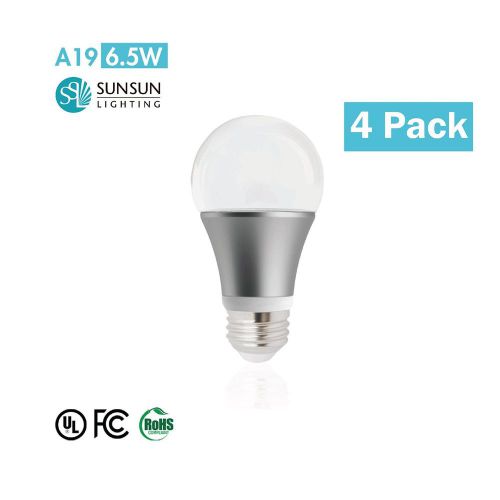 Pkg. of 4 A19 LED Light Bulb, 6.5W (40W) Cool White, (5000K) Dimmable