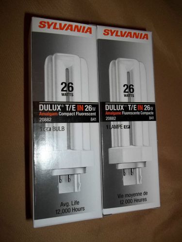 Two nib sylvania dulux t/e 26 watt 20882 amalgam compact fluorescent bulbs pair for sale