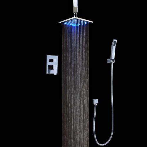 Modern 8&#034; ceiling led rain head &amp; hand shower chrome shower system free shipping for sale