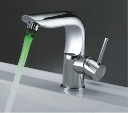 Water Stream Faucet 4 basin Mixer Tap 3 Color Water Powered LED Faucet  jjhji65