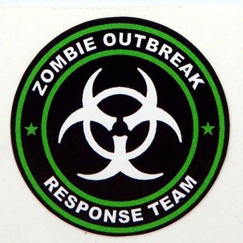 3 - Zombie Outbreak Response Team Tool Box Hard Hat  Helmet Sticker  Green H125