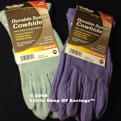 2 PAIR LOT HandMaster ProGrade Cowhide Work Gloves Durable NEW Womens Medium