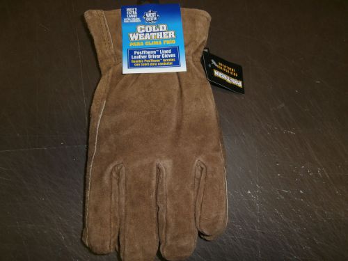 NEW WEST CHESTER MEN&#039;S X-LARGE COLD WEATHER LEATHER DRIVER GLOVES POSITHERM LINE