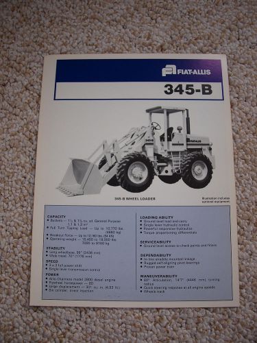 Fiat-Allis 345B 345-B Front End Wheel Loader Tractor Brochure 4 pg. MINT &#039;79