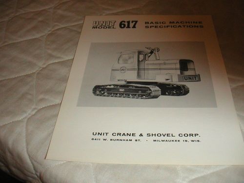 1959 UNIT MODEL 617 BASIC CRAWLER CRANE SALES BROCHURE