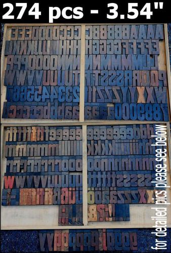 letterpress wood printing blocks 274 pcs - 3.54&#034; tall alphabet type woodtype ABC