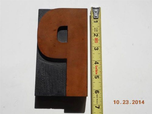 Antique Letterpress Wood Type Large Letter P Measures 6 Inch Tall x 3 1/2 Inch
