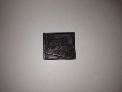 Vintage Wood Printing Blocks Very Detailed- House on Top of The Holy Bible