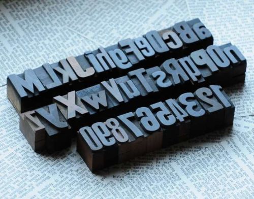 A-Z 0-9 alphabet number letterpress wood printing blocks wooden type printers AB