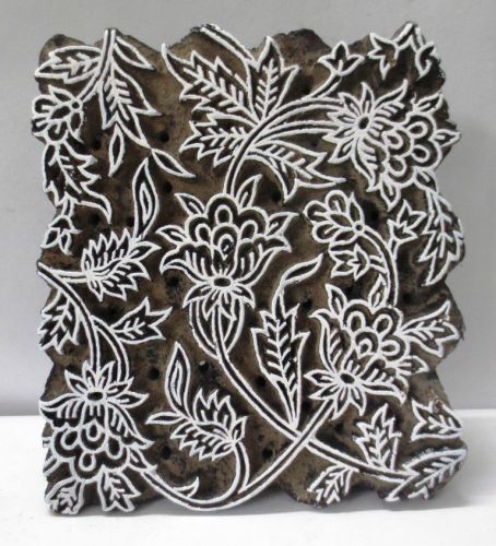 VINTAGE WOODEN HAND CARVED TEXTILE PRINTING ON FABRIC BLOCK STAMP PRINT HOT 305