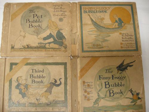 FOUR VINTAGE BUBBLE CHILDREN&#039;S BOOK WITH RECORDS FROM 1920