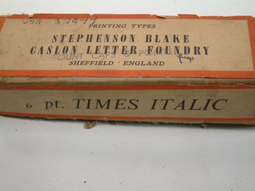 NEW 6pt Times Italic Caps,pts, &amp; figs.Stephenson Blake Letterpress Type