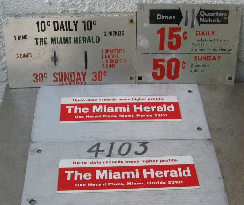 Vintage Miami Herald Pewspaper Vending Machine Coin Plates   (D)