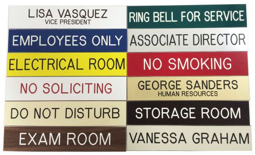 2&#034; x 8&#034; CUSTOM ENGRAVED NAMEPLATE - DESK - SIGN OFFICE WALL DOOR - READY TO USE