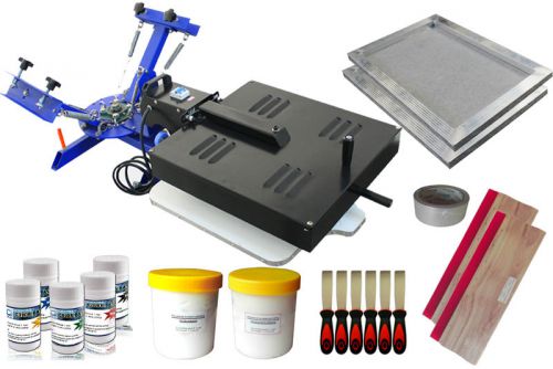 New 2 color 1 station screen printing press with flash dryer screen machine kit for sale