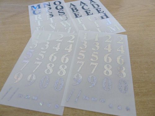 16mm Sparkly Silver Letters/Alphabet or Numbers on Clear Plastic Labels Stickers