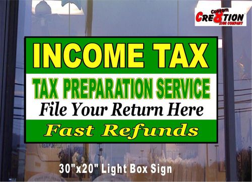 20&#034; x 30&#034; LED Light box Sign - Income Tax Service -Tax Preparation - Window sign