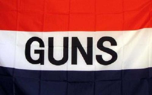 GUNS 3x5&#039; BUSINESS FLAG RED WHITE BLUE BANNER