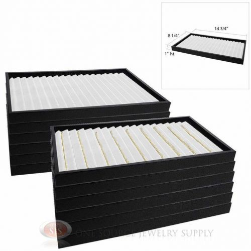 (12) black plastic stackable trays w/ white 18 slotted bracelet display inserts for sale