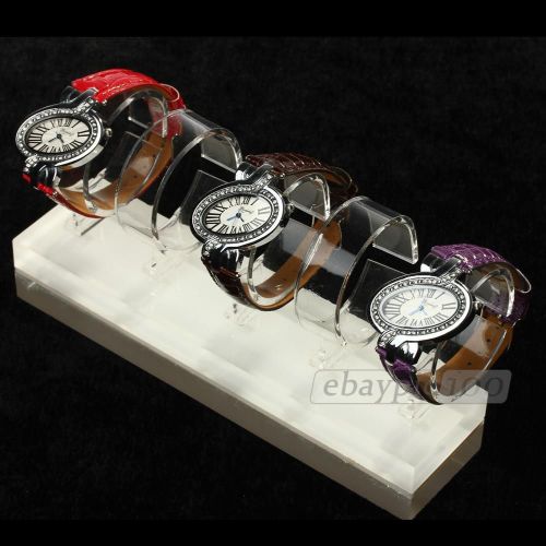 New Clear Glass 5 Grid Bracelet Bangle Watch Display Stand Holder Showcase Rack