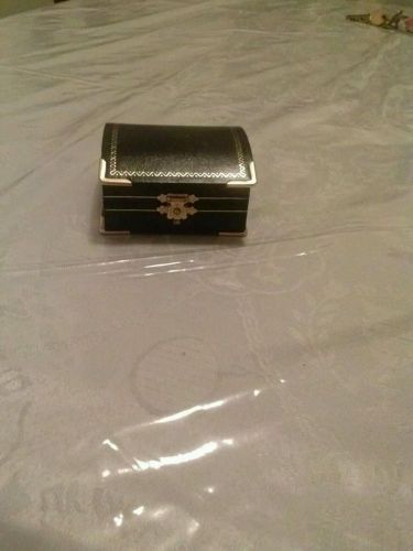 Necklace or Big Earring Treasury Chest Black Leather Gift Box W/ Gold Corners