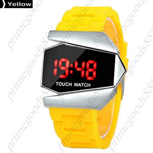 Sport Touch Screen Digital LED Wrist Wristwatch Silicone Band Sports In Yellow
