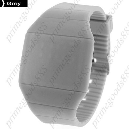 Touch screen unisex led digital watch wrist watch gum strap in grey for sale