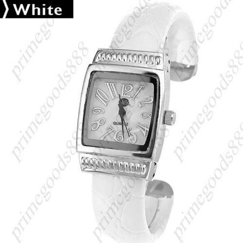 Square Bracelet Bangle Lady Ladies Analog Quartz Wristwatch Women&#039;s White