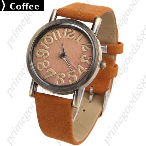 Pu leather strap round quartz wrist wristwatch free shipping women&#039;s coffee for sale