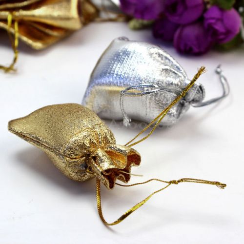 80 Pcs Silver Golden Jewelry Drawstring Pouch Wedding Favor Gift Bag 6.5*5cm Hot