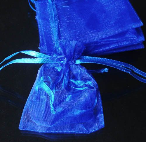 100 Solid Royal Blue Organza Bag Pouch for Xmas New Year Gift 7x9cm(2.7x3.5inch)