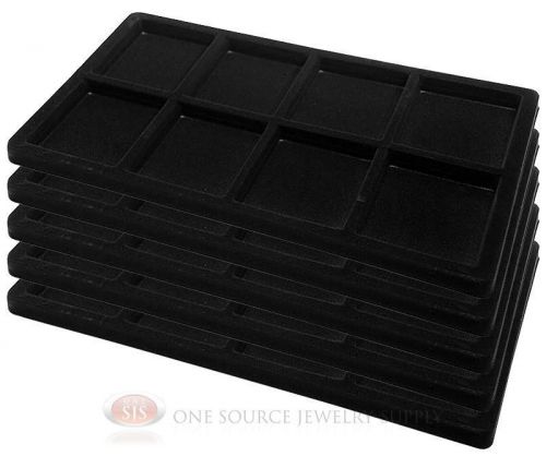 5 Black Insert Tray Liners W/ 8 Compartments Drawer Organizer Jewelry Displays
