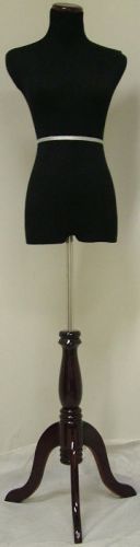 35&#034;26&#034;34&#034; up to 5&#039; 10&#034; black mannequin dress form w/ cherry wood tripod m for sale