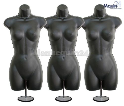 3 pcs female mannequin dress form w/metal stand +hook for hanging patns 3p77b660 for sale