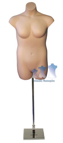 Female plus size fleshtone and adjustable mannequin stand w/ 10&#034; square base for sale