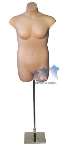 Female Plus Size Fleshtone and Adjustable Mannequin Stand w/ 10&#034; Square Base