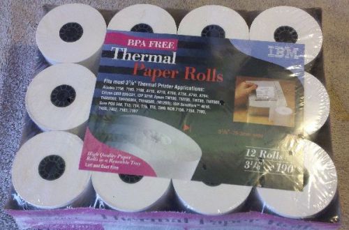 12 Rolls IBM Thermal Paper Rolls, 3 1/8 x 190&#039; BPA FREE, New in Box
