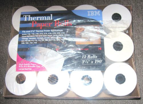IBM Thermal Paper Rolls 3 1/8&#034; X 190&#039; 12 Rolls Thermal Printer Applications NEW