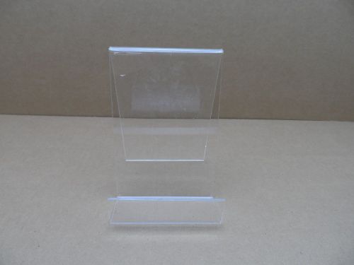 Lot of 5 Clear Acrylic Counter Top J-Stands With Front Lip 6x4x5