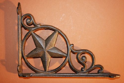 (6) cast iron shelf brackets, corbels,texas decor, lone star,western   b-19 for sale