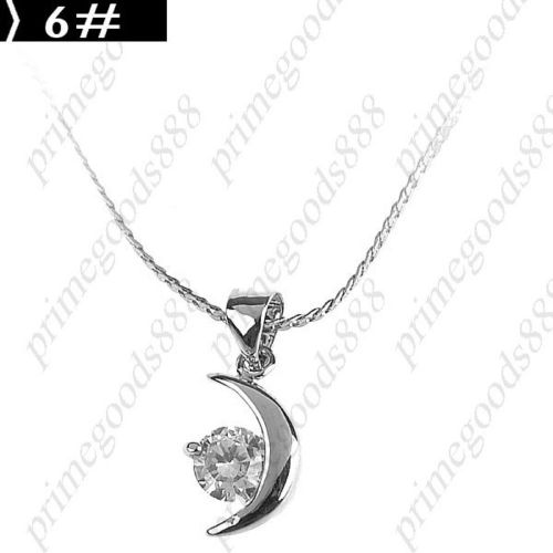 Shiny Star Moon Necklace Pendant Jewelry Ornament Rhineston 6# Free Shipping