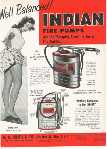 1956 indian fire fighting ad whitney hawley sexy pinup utica forest service for sale