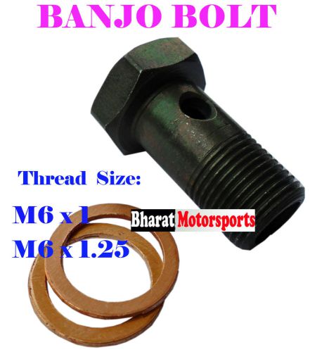 6 mm Single Brake Adapter Banjo Bolt  M 6 x1 fuel line steel with copper washer