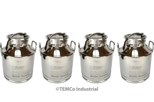 4x TEMCo 30 Liter 8 Gallon Stainless Steel Milk Can Wine Pail Bucket Tote Jug
