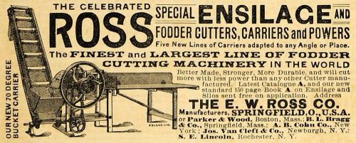 1890 ad e. w. ross ensilage fodder cutters carriers farm agriculture aag1 for sale