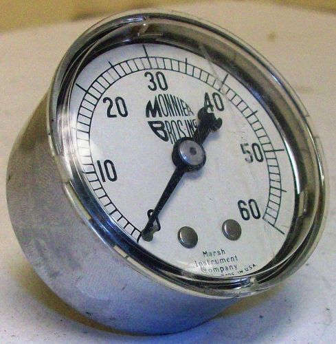 Marsh general service gauge chrome case 0-60 psi 2&#034; 1/4&#034; npt back j2046 for sale