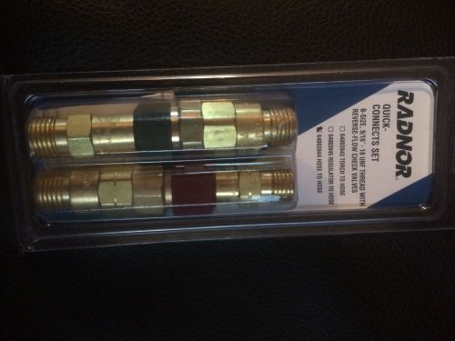 RADNOR QDB20 QUICK CONNECTS SET HOSE TO HOSE W/REVERSE FLOW CHECK VALVES (NEW)